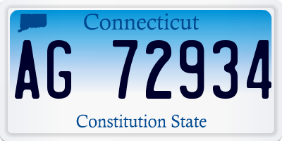 CT license plate AG72934