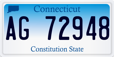 CT license plate AG72948