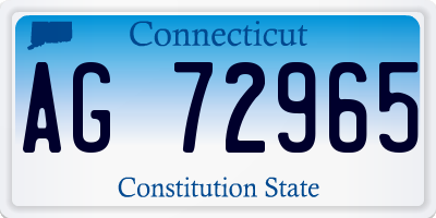 CT license plate AG72965