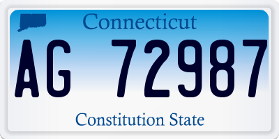 CT license plate AG72987