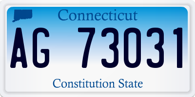 CT license plate AG73031