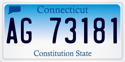 CT license plate AG73181