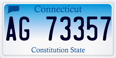 CT license plate AG73357