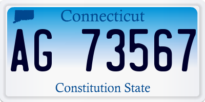 CT license plate AG73567