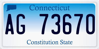 CT license plate AG73670
