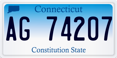 CT license plate AG74207