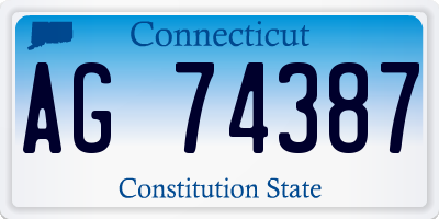 CT license plate AG74387