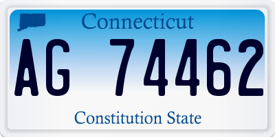 CT license plate AG74462