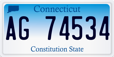 CT license plate AG74534