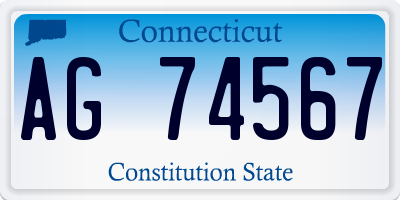 CT license plate AG74567