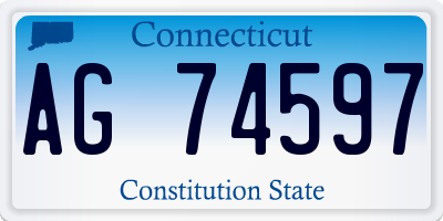 CT license plate AG74597