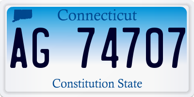 CT license plate AG74707