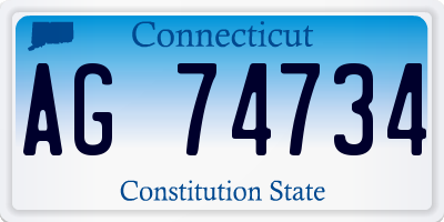 CT license plate AG74734