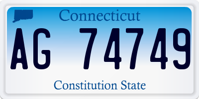 CT license plate AG74749