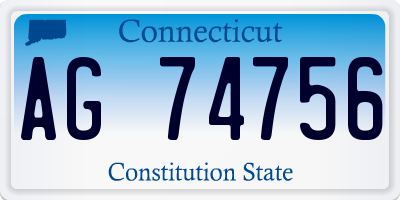 CT license plate AG74756