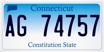 CT license plate AG74757