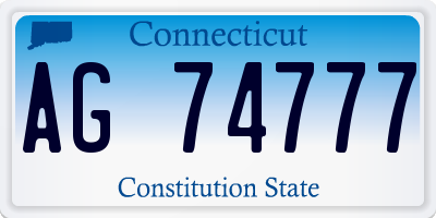 CT license plate AG74777