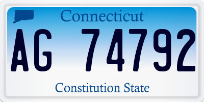 CT license plate AG74792