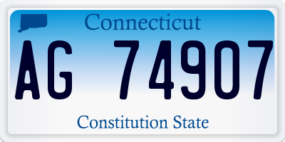 CT license plate AG74907