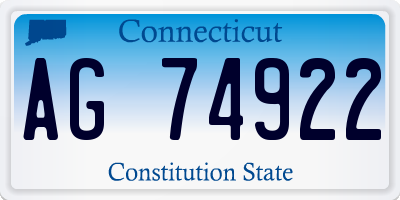 CT license plate AG74922