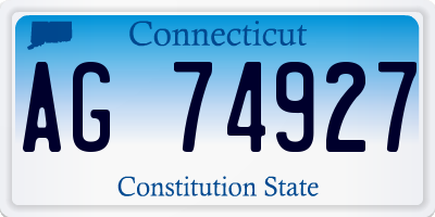 CT license plate AG74927