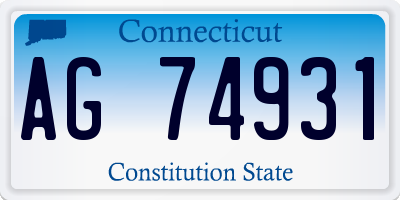CT license plate AG74931