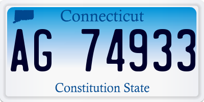 CT license plate AG74933