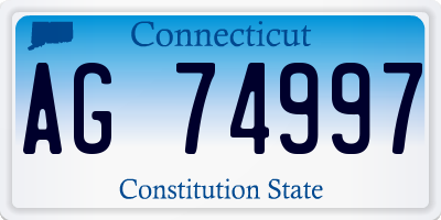 CT license plate AG74997