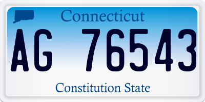 CT license plate AG76543