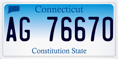CT license plate AG76670