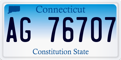 CT license plate AG76707