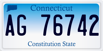 CT license plate AG76742