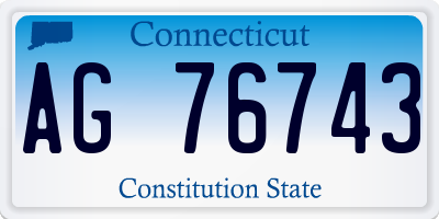 CT license plate AG76743