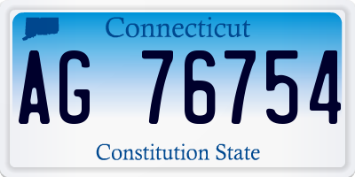 CT license plate AG76754