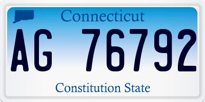 CT license plate AG76792