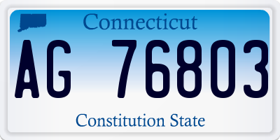 CT license plate AG76803