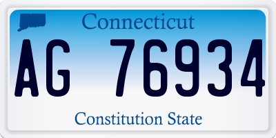 CT license plate AG76934