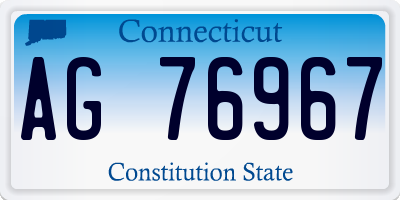 CT license plate AG76967