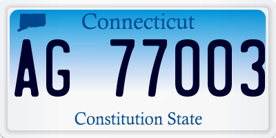CT license plate AG77003