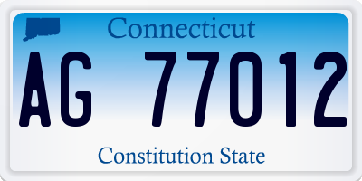 CT license plate AG77012