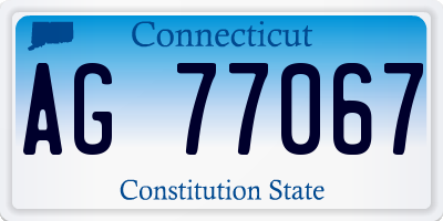 CT license plate AG77067