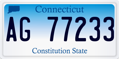 CT license plate AG77233