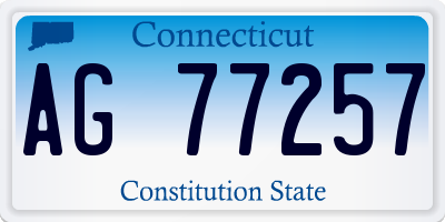CT license plate AG77257