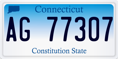 CT license plate AG77307