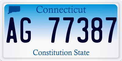 CT license plate AG77387