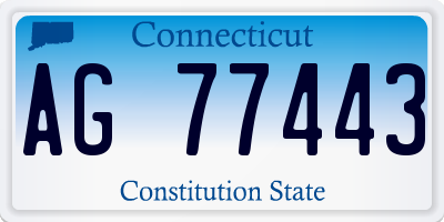 CT license plate AG77443