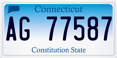 CT license plate AG77587