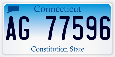 CT license plate AG77596