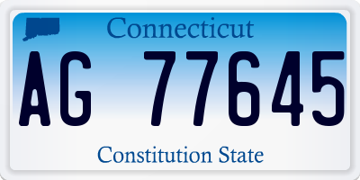 CT license plate AG77645