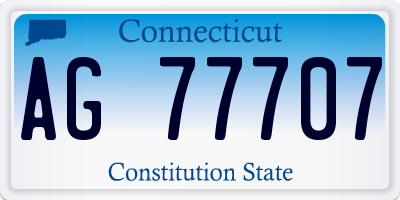 CT license plate AG77707